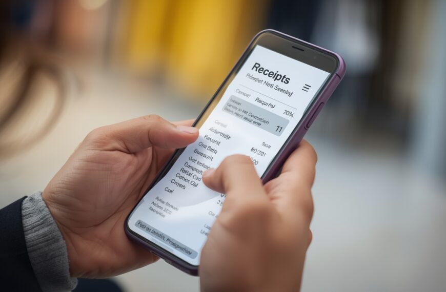 Person scanning receipts on phone